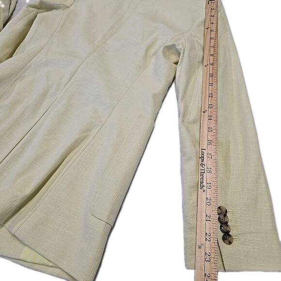 Club Monaco Yellow Textured Blazer & Matching Bootcut Crop Trousers Suit Set 6 - Picture 8 of 14